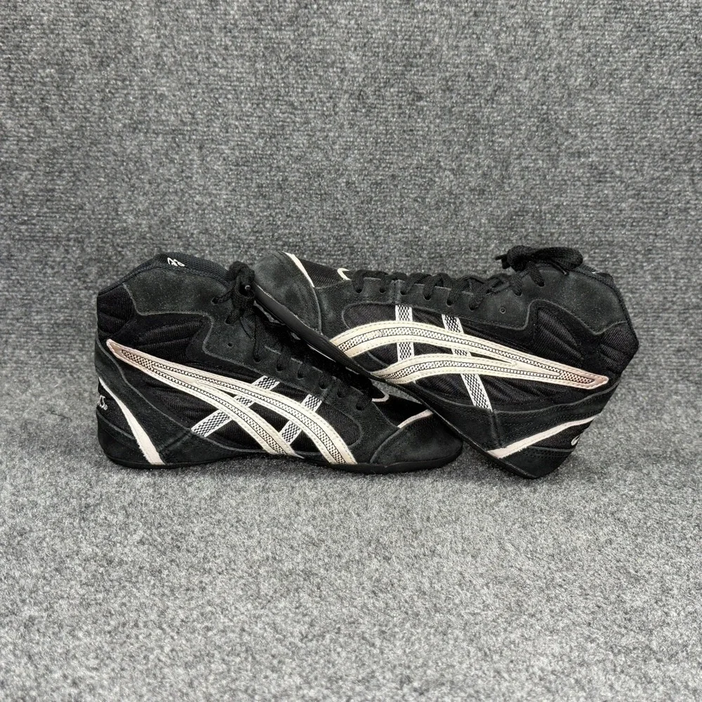 Asics Mosh Wrestling Shoes Boys 6 Black Suede Vintage Folkstyle Greco Boxing MMA